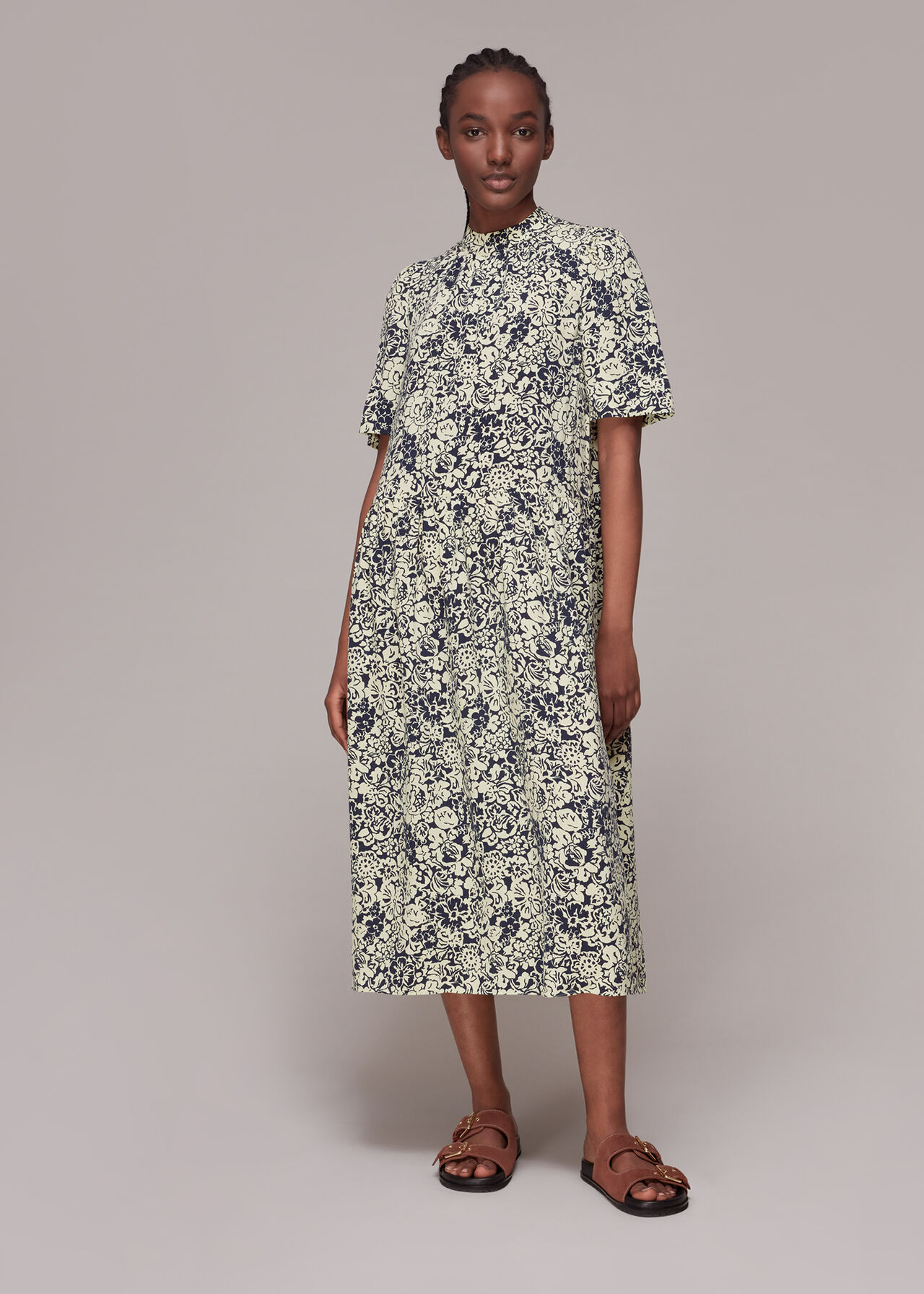 Graphic Floral Trapeze Dress