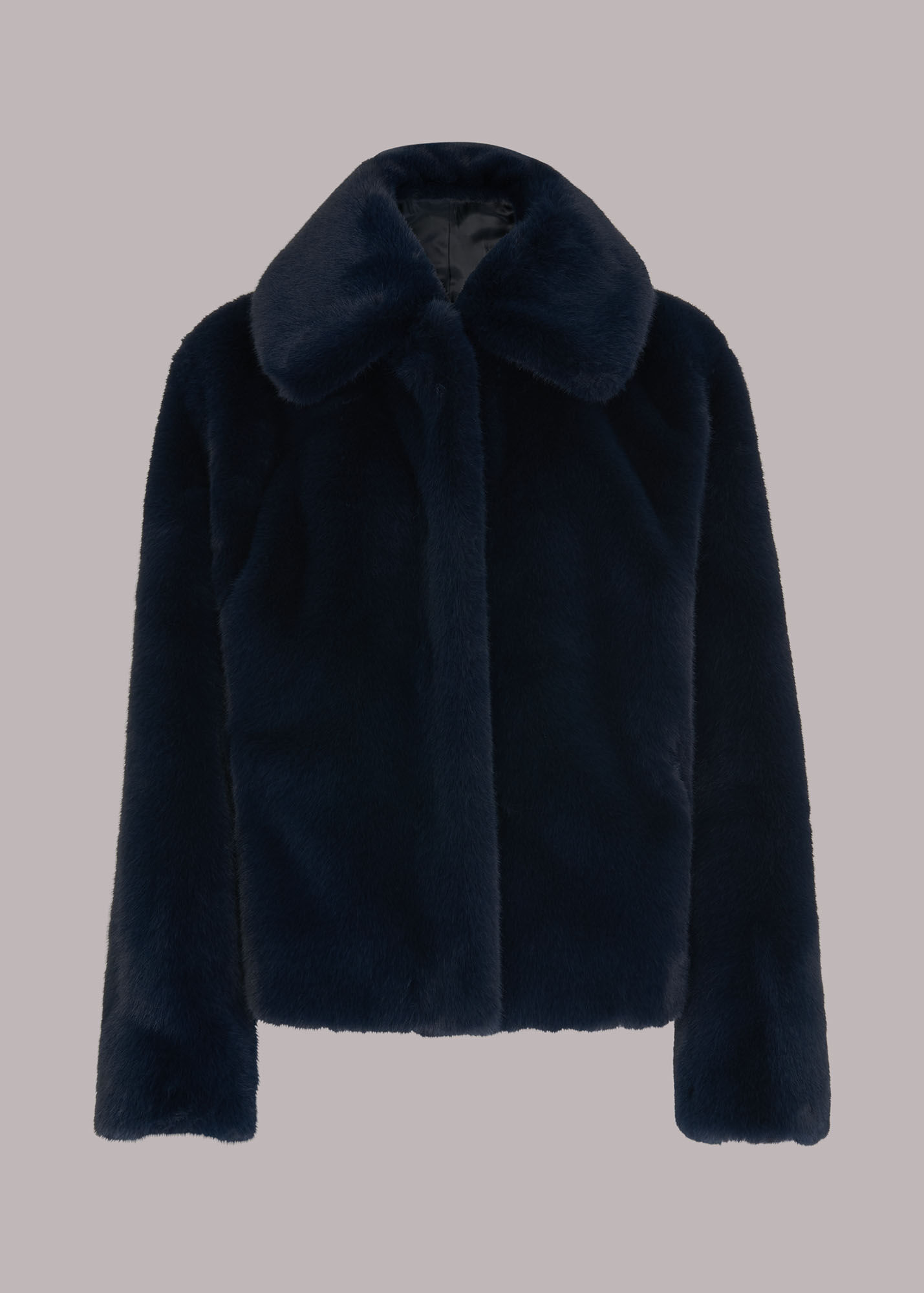 Navy Drew Faux Fur Coat WHISTLES Whistles ROW