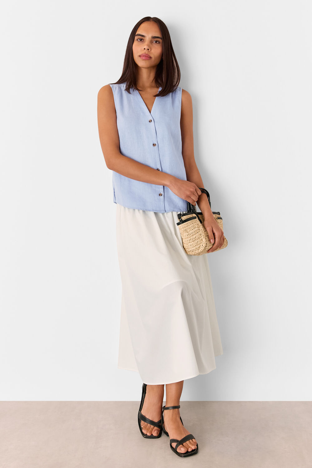 Pale Blue Laura Linen Tank