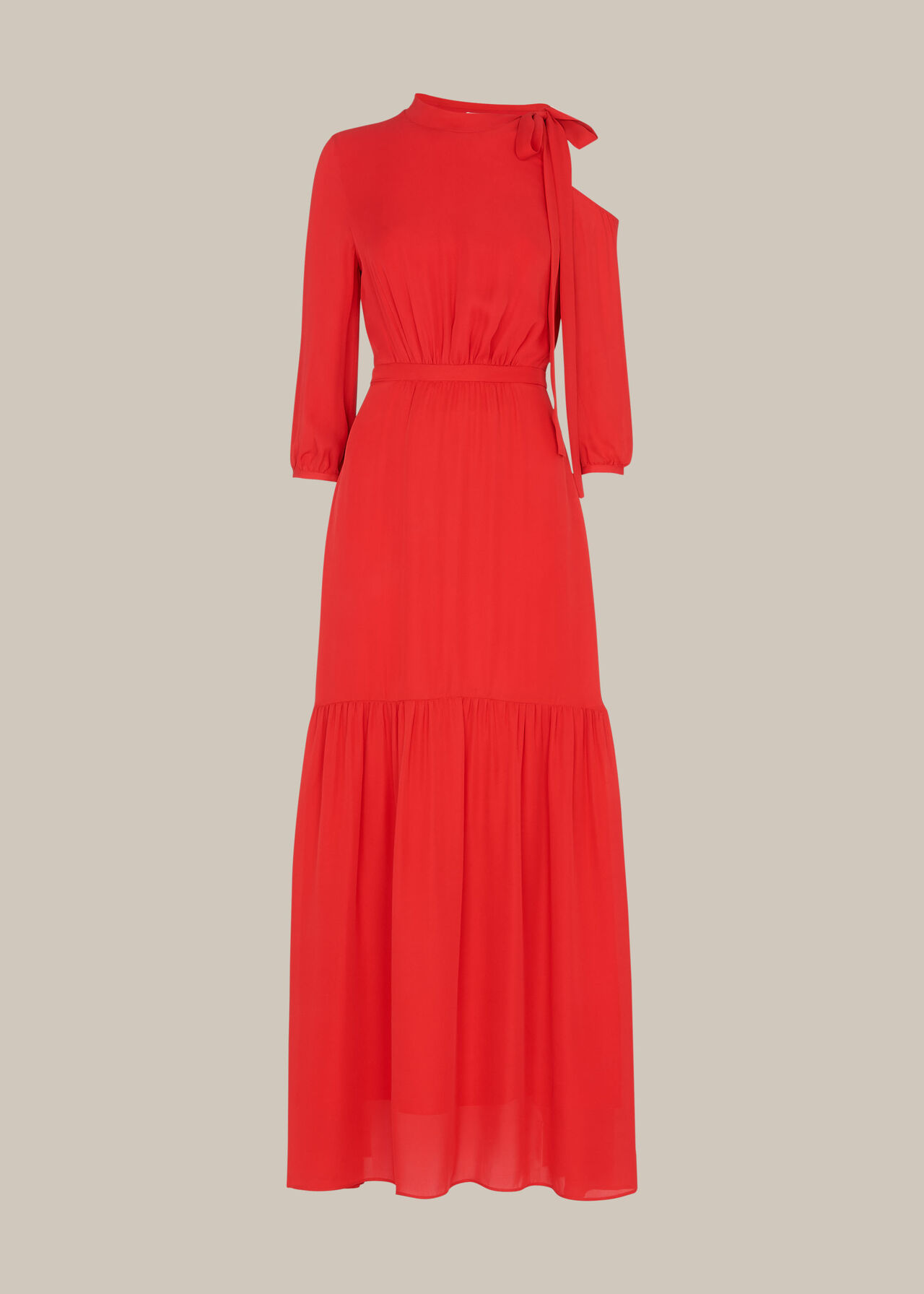 Red One Shoulder Silk Dress | WHISTLES