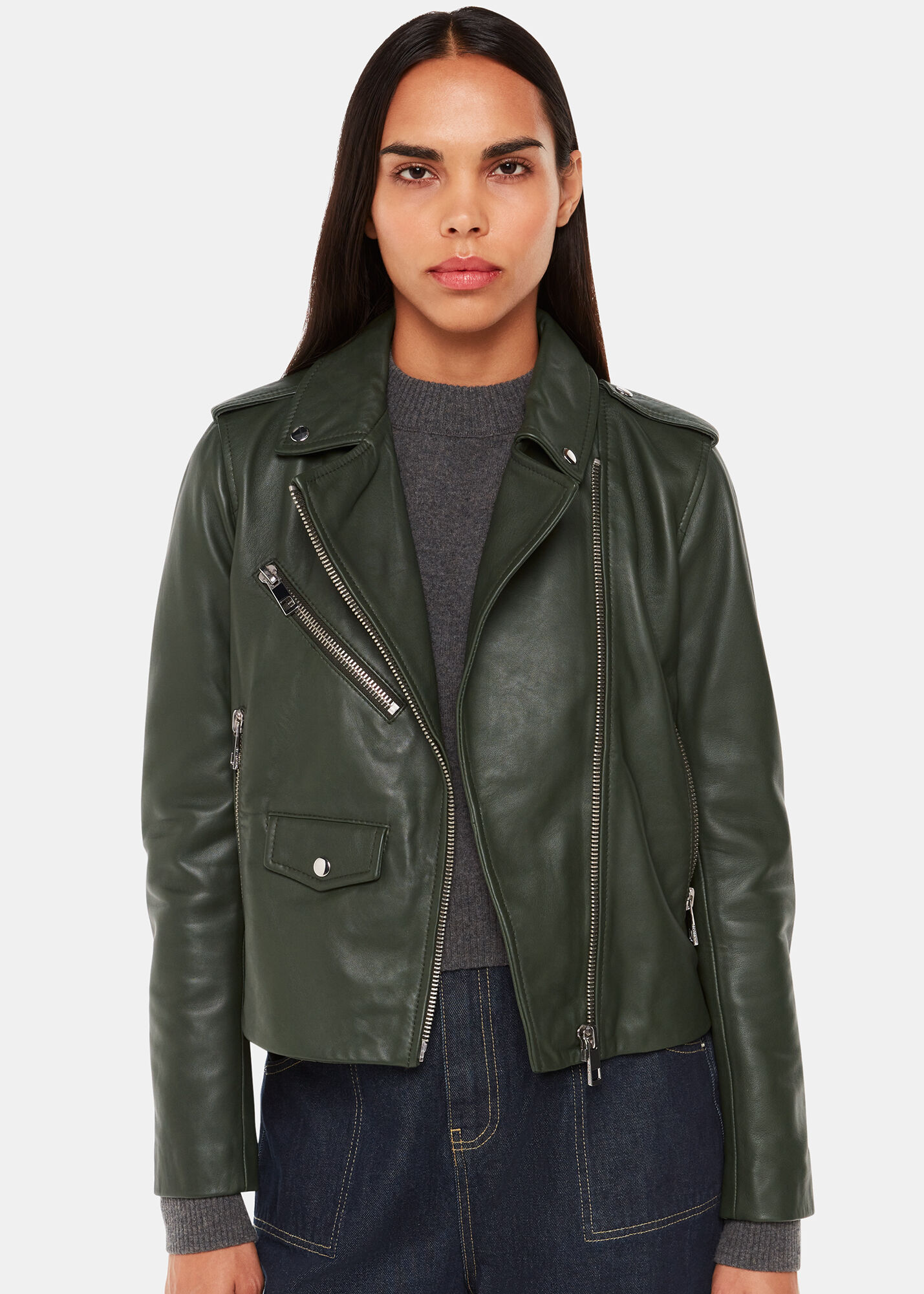 Whistles lily leather jacket online