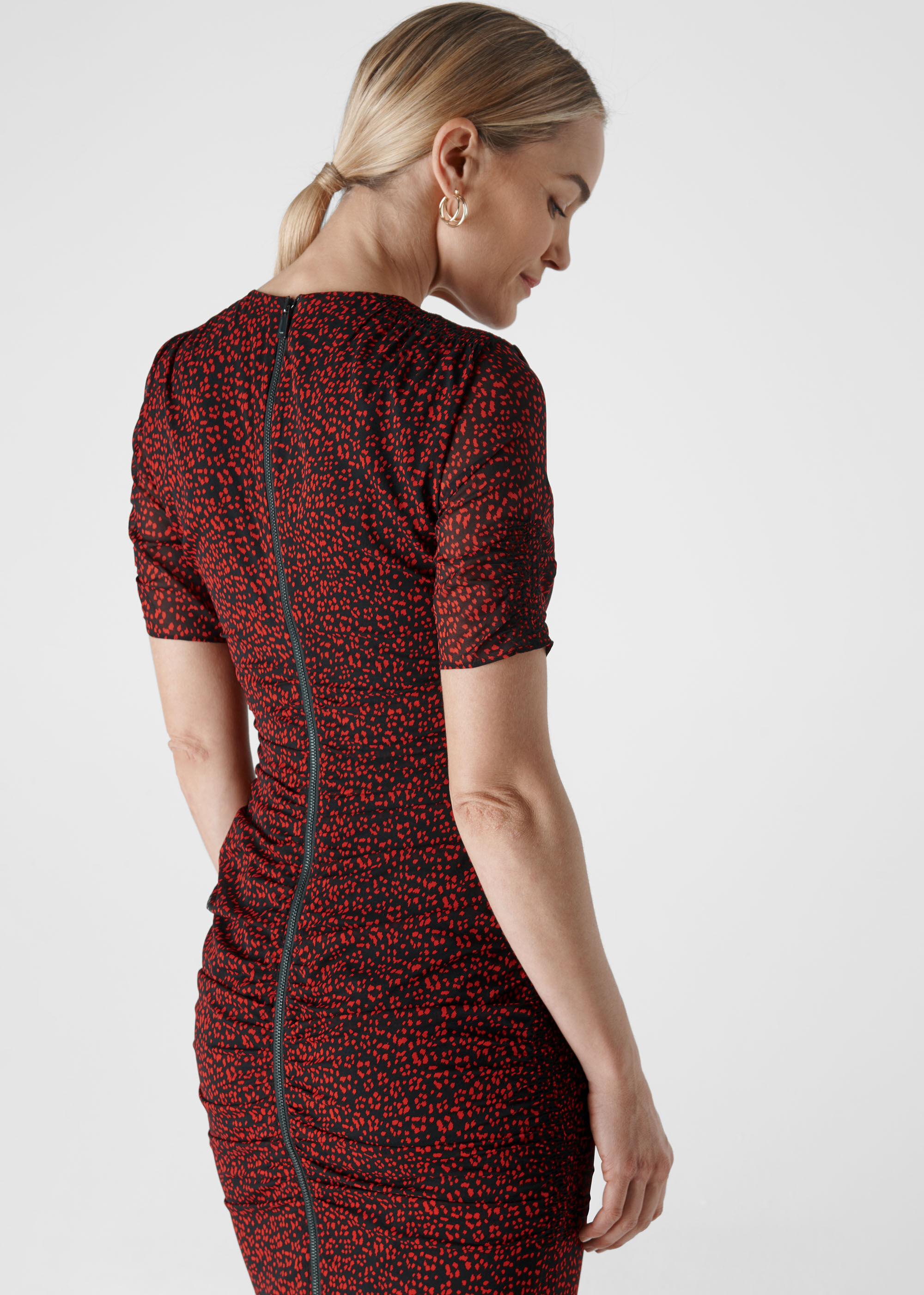Red Mini Ikat Animal Silk Bodycon