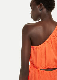 One Shoulder Linen Blend Dress