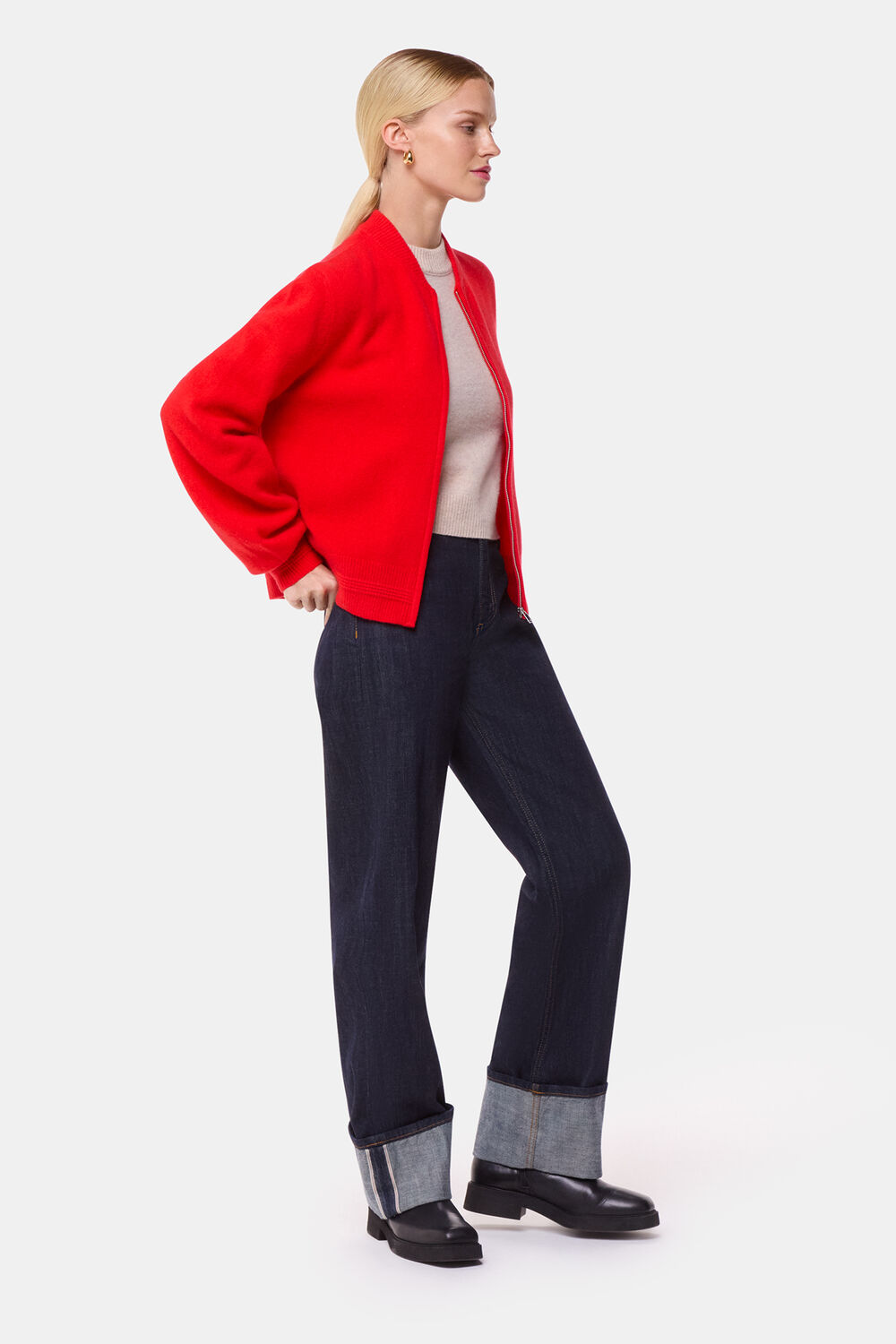 Zip Front Bomber Knit