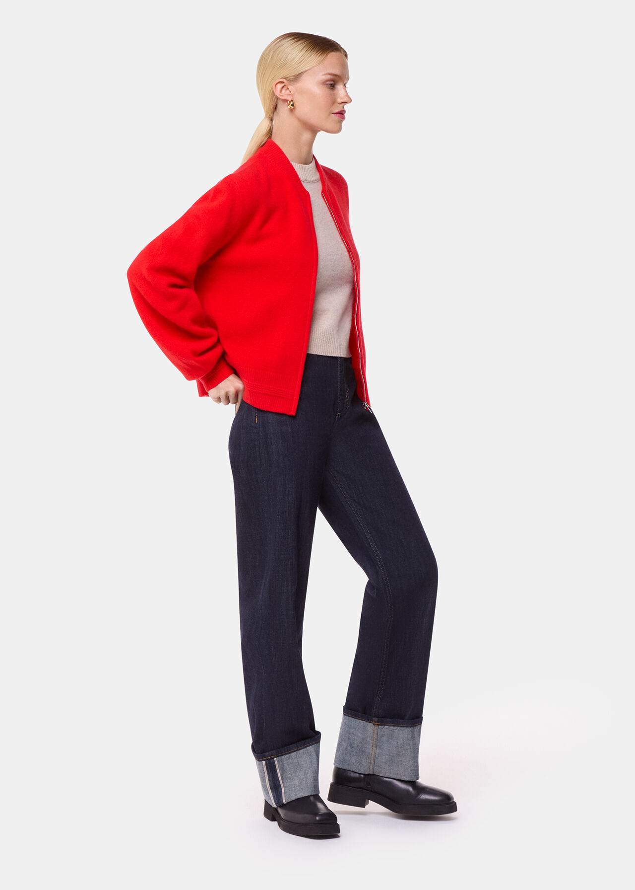 Zip Front Bomber Knit