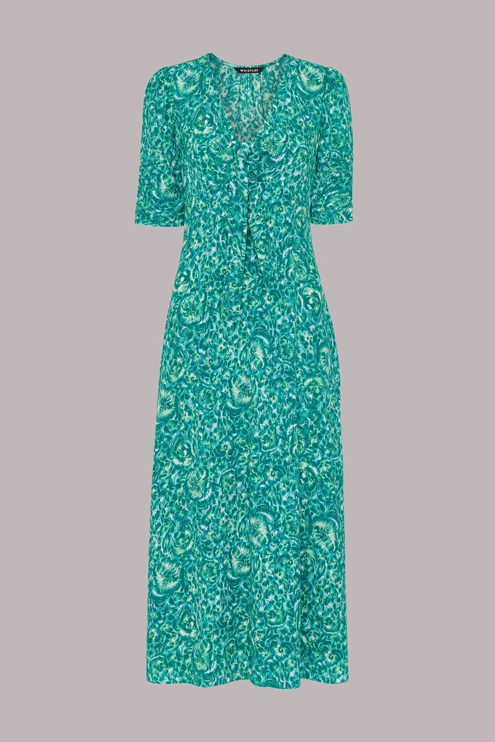 Clouded Floral Tie Midi Dress