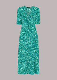 Clouded Floral Tie Midi Dress