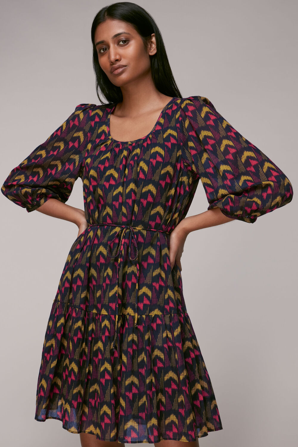 Geometric Ikat Trapeze Dress