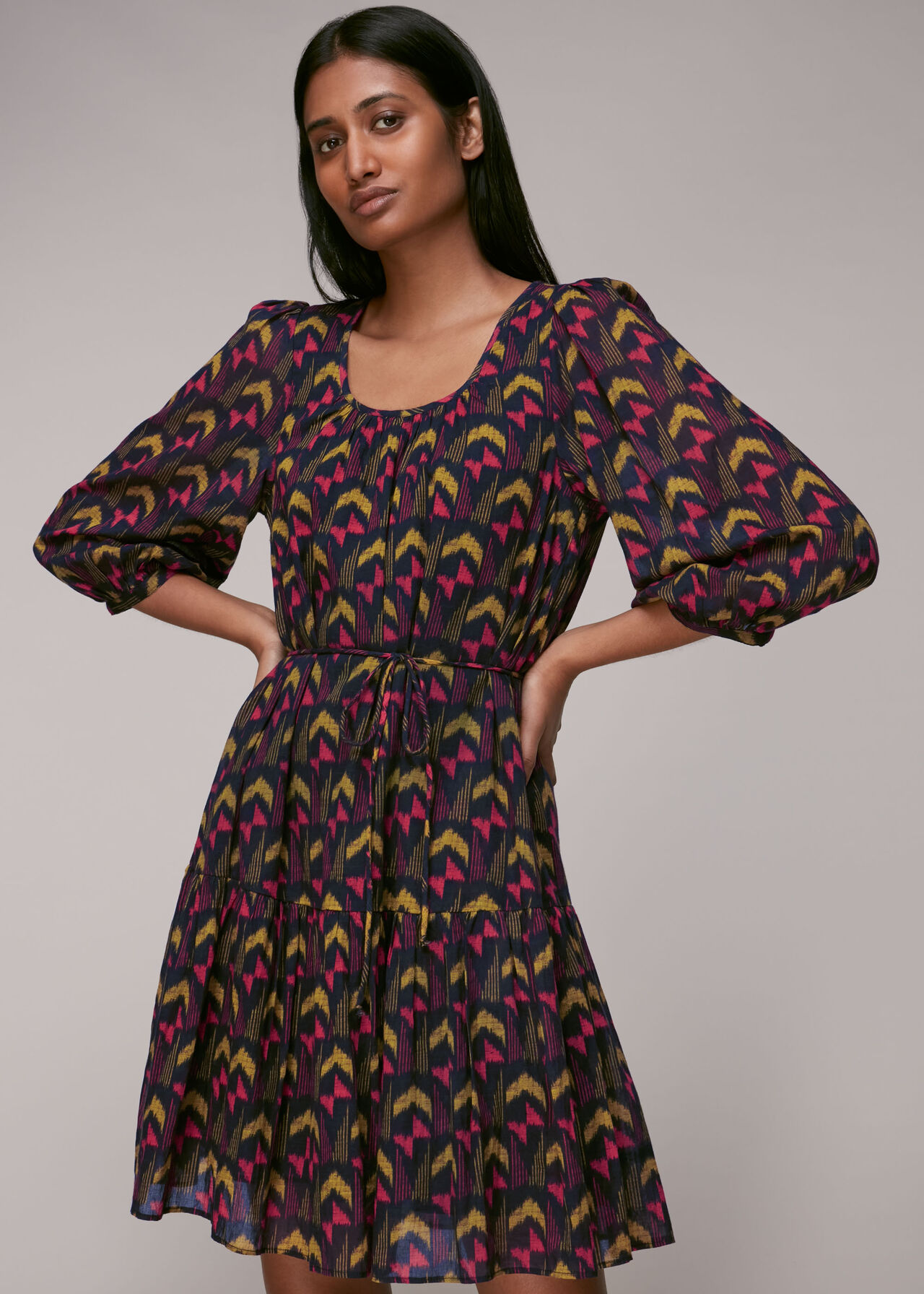 Geometric Ikat Trapeze Dress