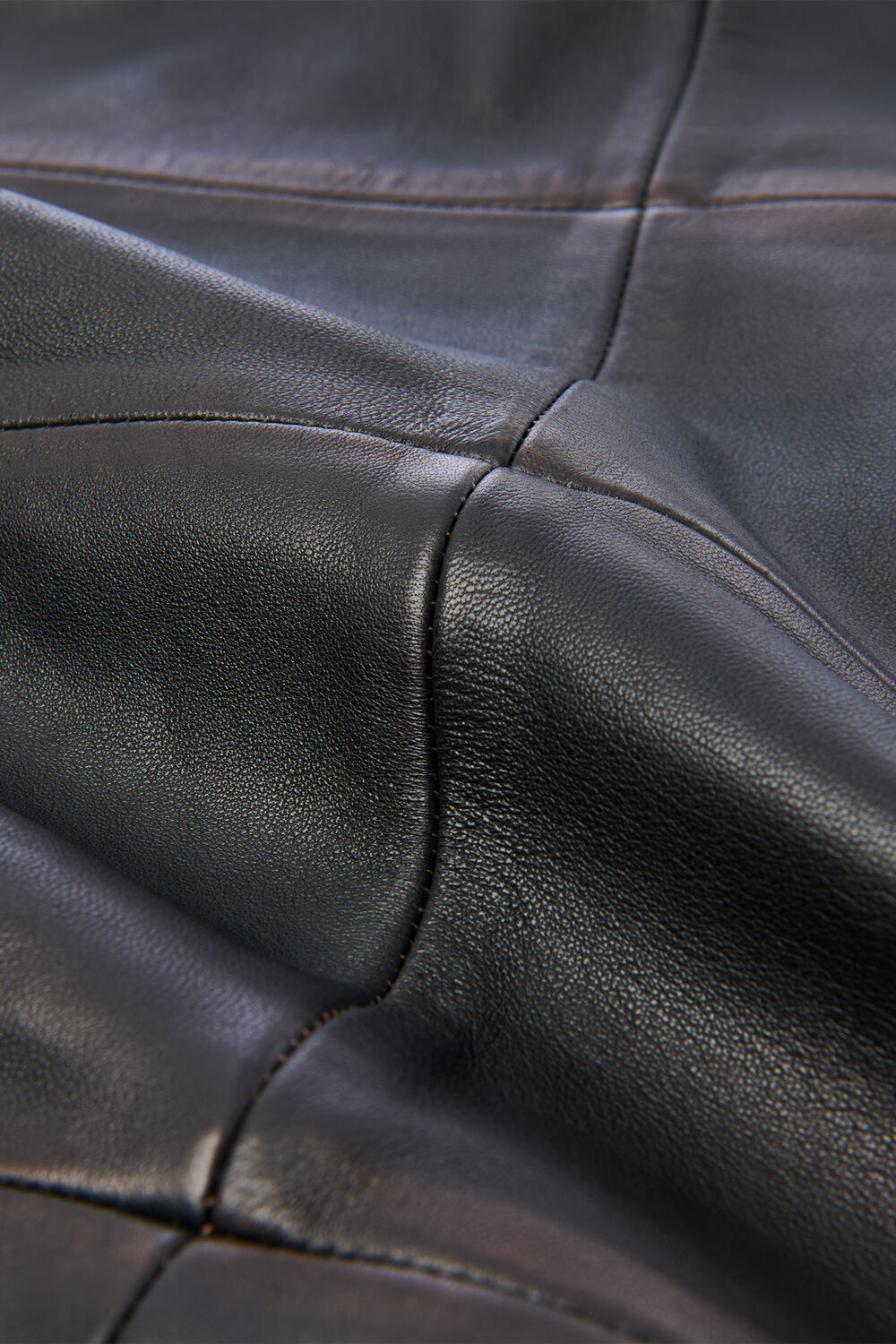 Burnished Leather Midi Skirt