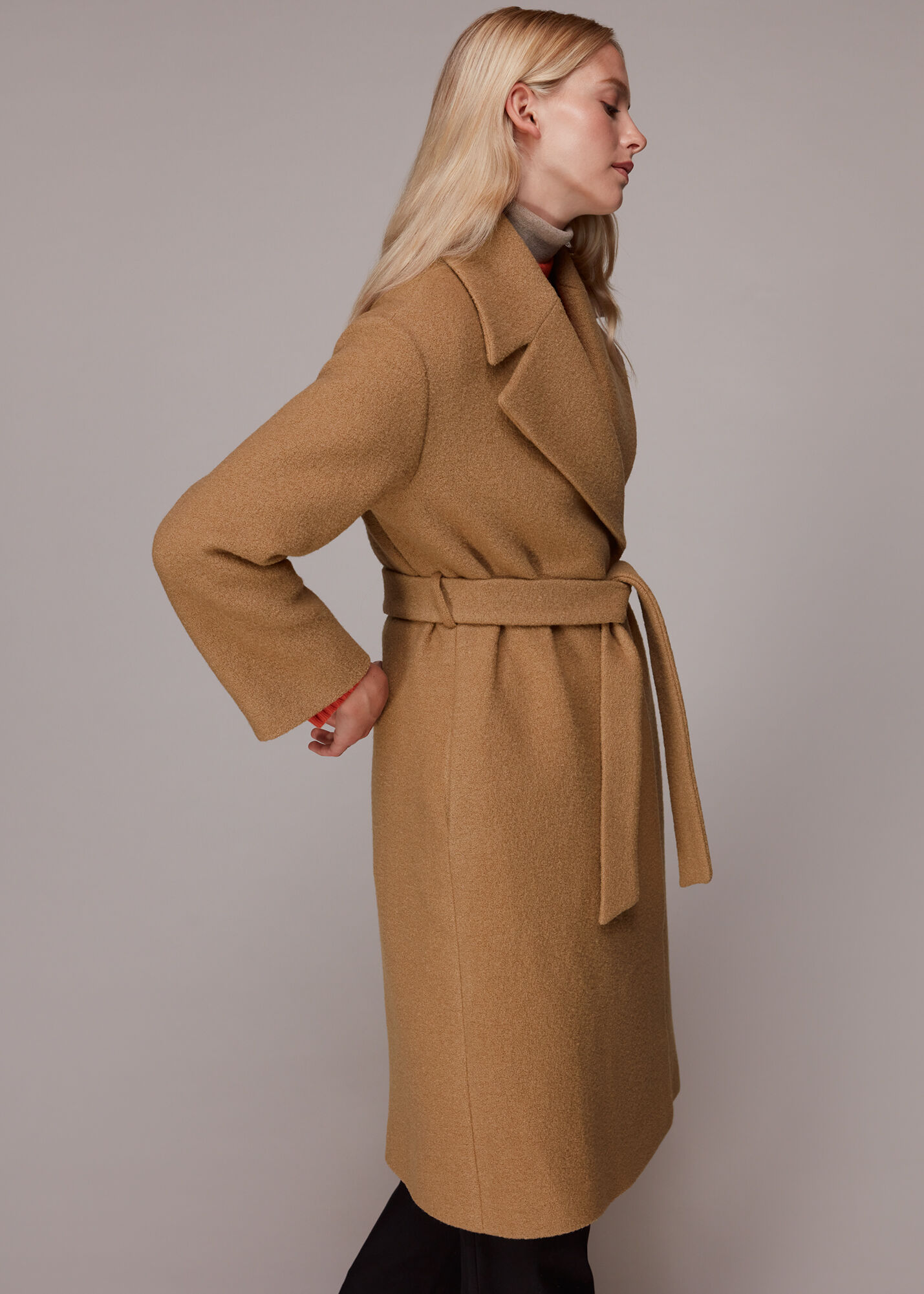 Whistles camel belted coat outlet