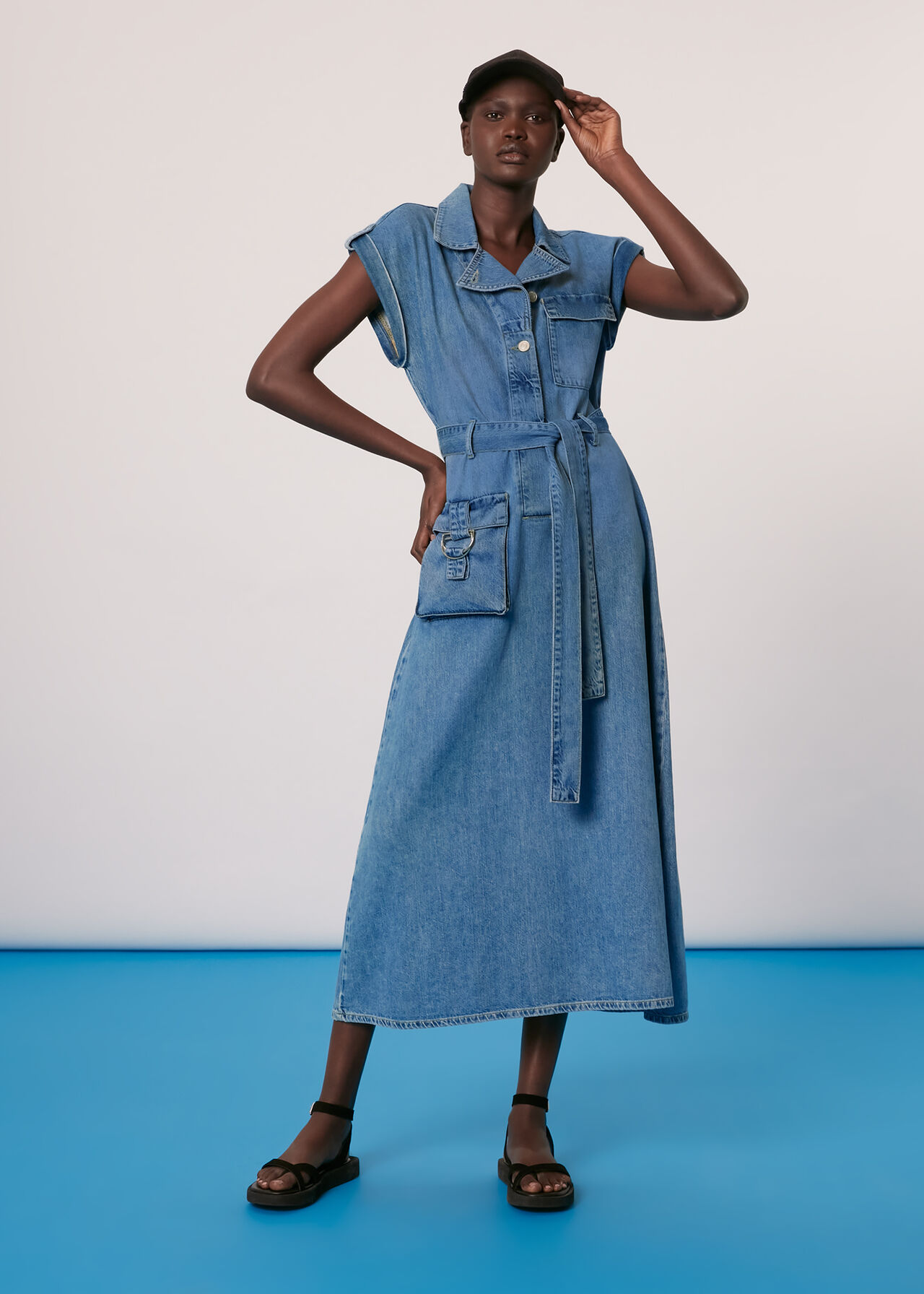 Alisha Denim Midi Dress | WHISTLES