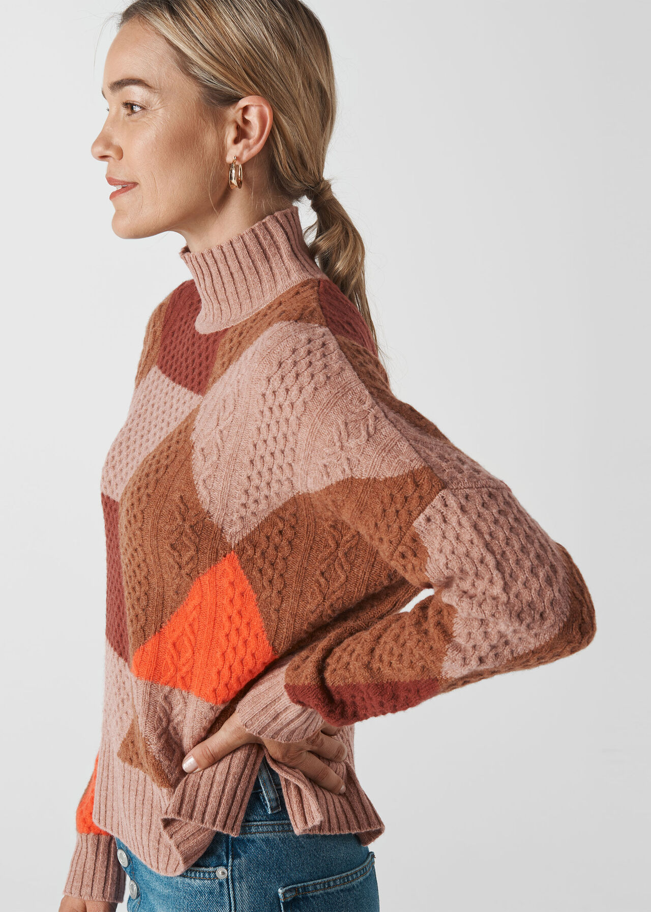 Cable Intarsia Wool Knit Multicolour