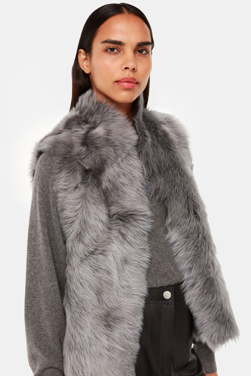Grey Short Toscana Sheepskin Gilet