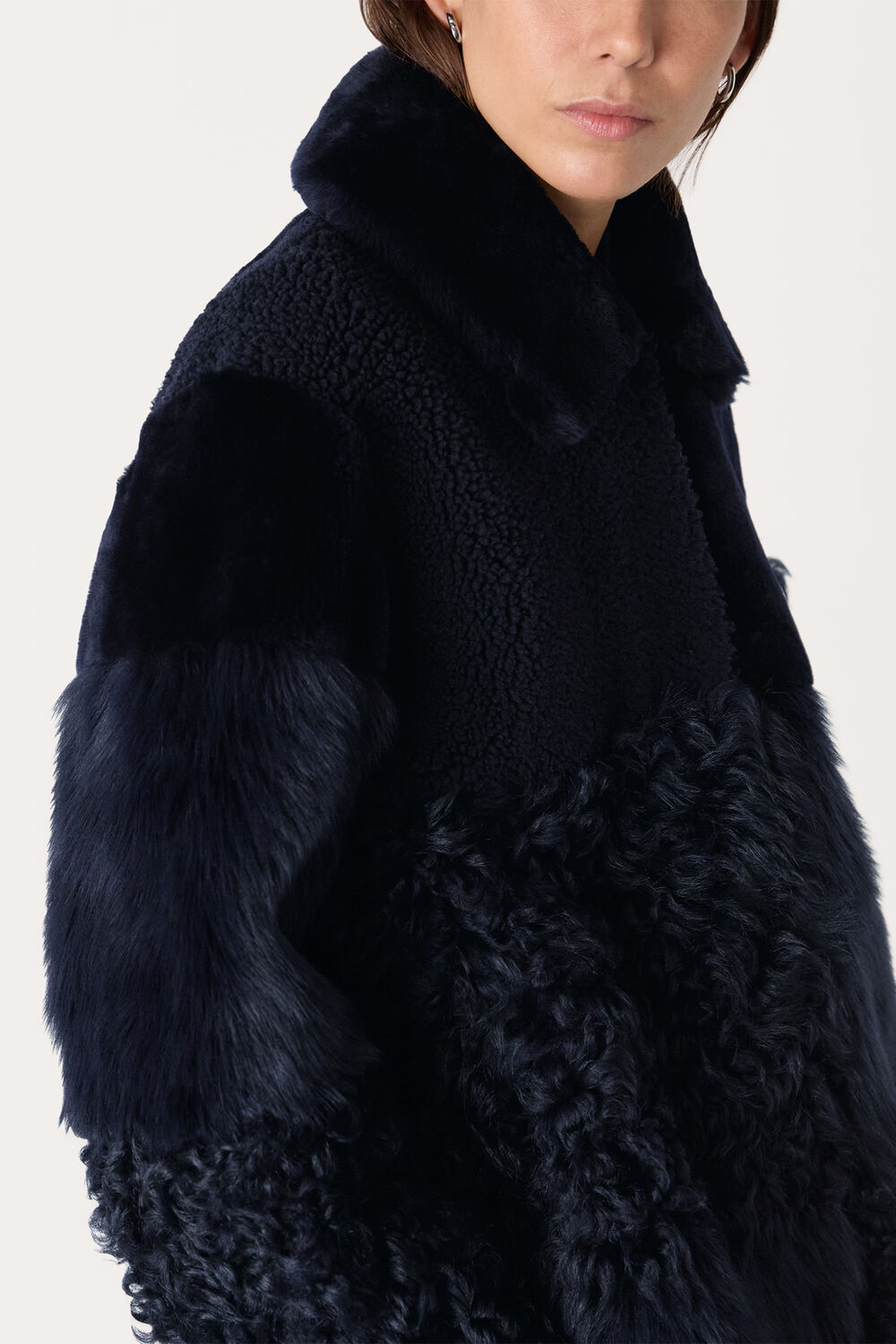 Navy Hema Shearling Coat