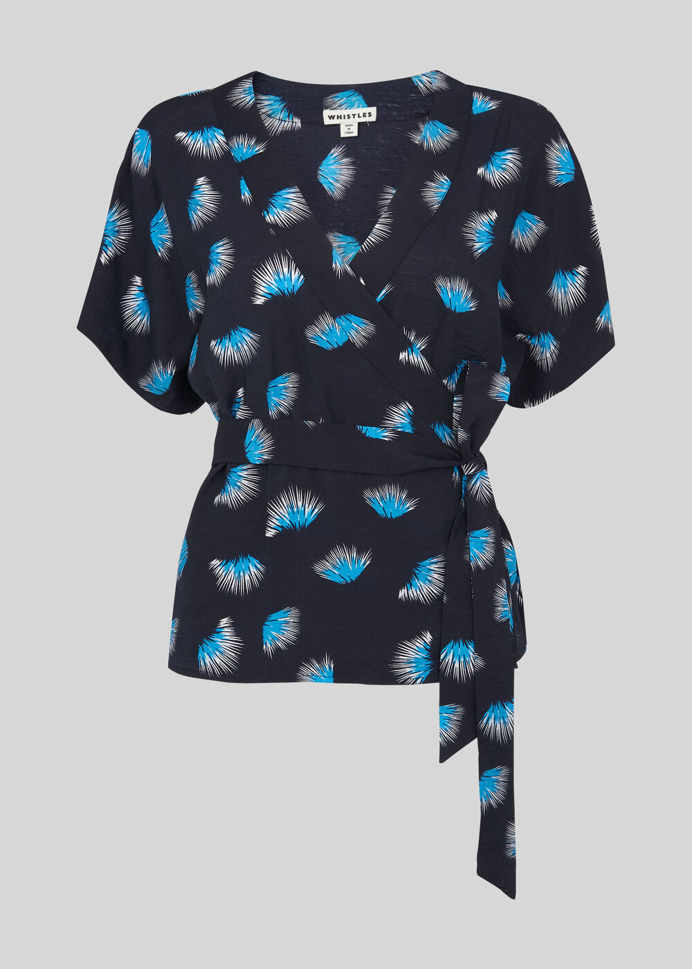 Coral Print Wrap Top Black/Multi