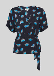 Coral Print Wrap Top Black/Multi
