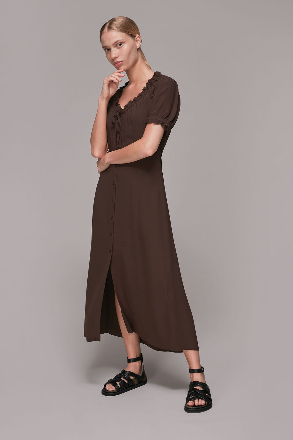 Ada Ruched Detail Midi Dress