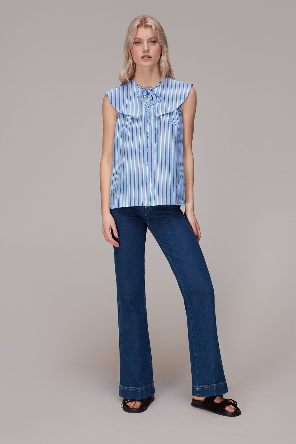 Maggie Stripe Collar Top