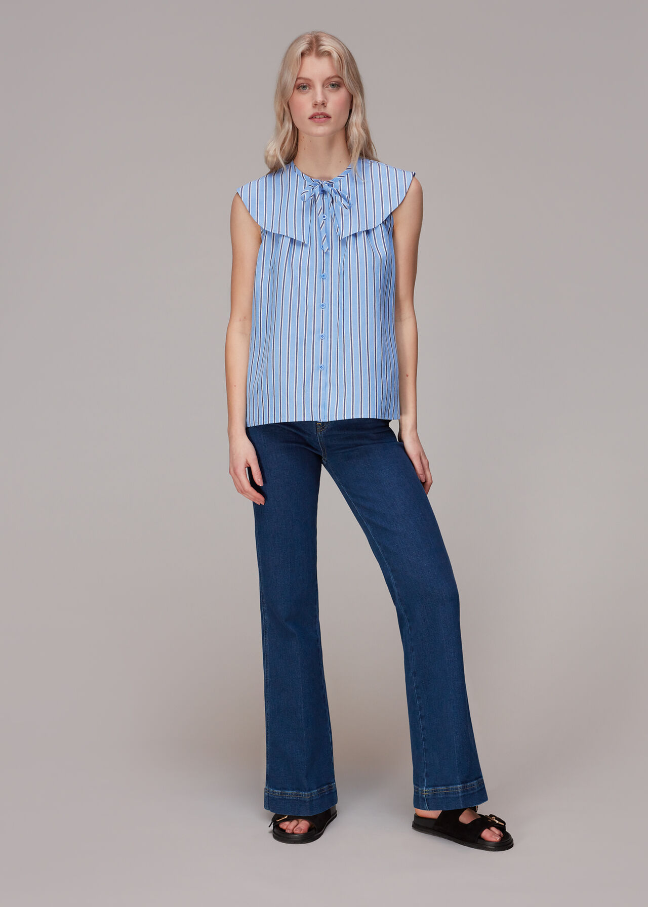 Maggie Stripe Collar Top