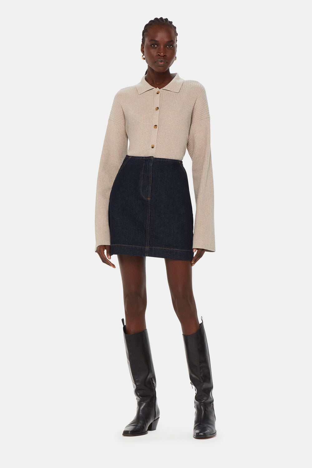 Rib Collar Cardigan