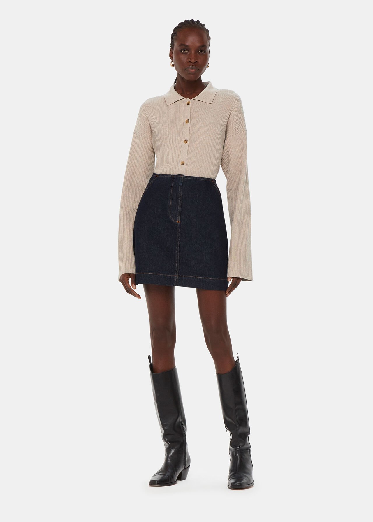 Rib Collar Cardigan