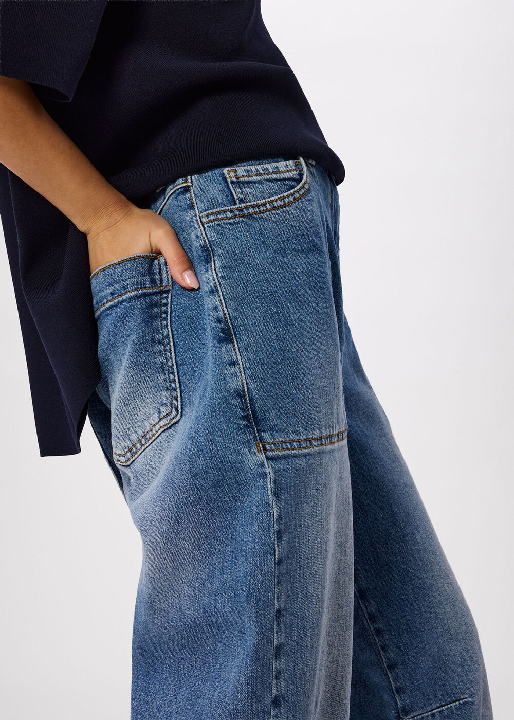 Petite Elasticated Waist Barrel Jean