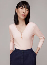 Paiton Ribbed Button Front Top