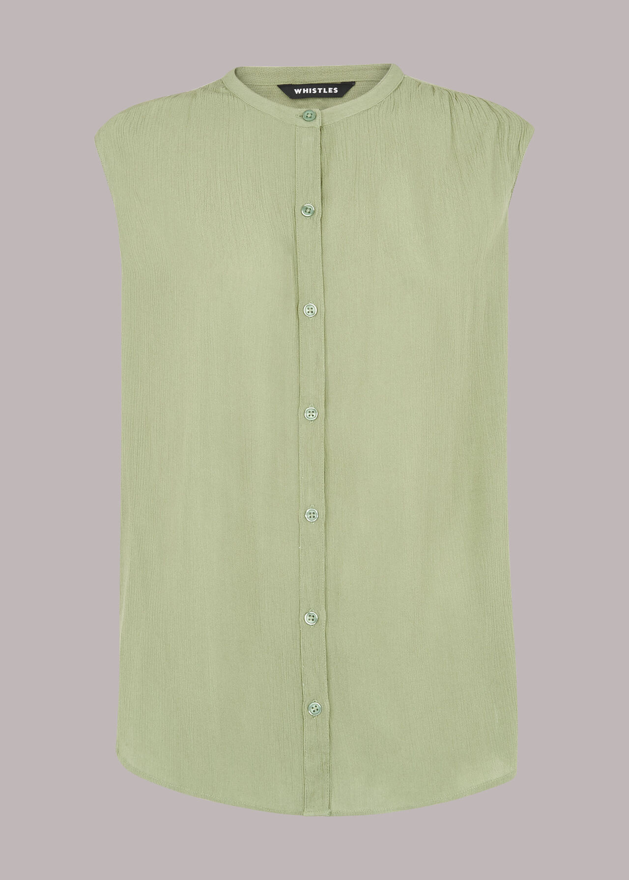 Crinkle Button Front Tank Top