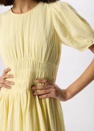 Petite Gathered Textured Midi Dress
