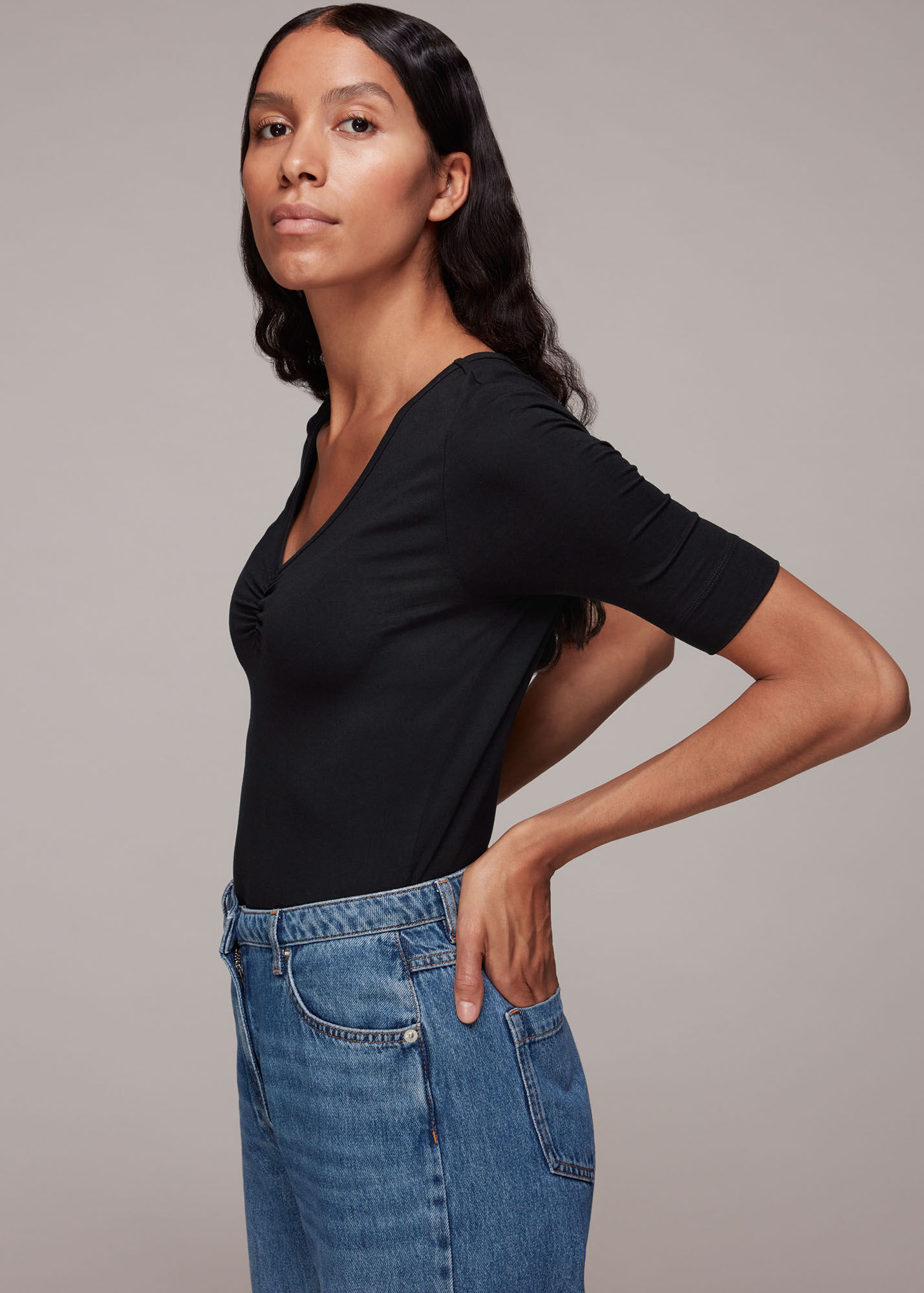 Black Freya Bodysuit WHISTLES Whistles UK