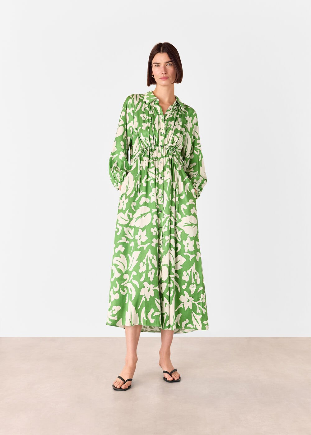 Floral Trapeze Shirt Dress