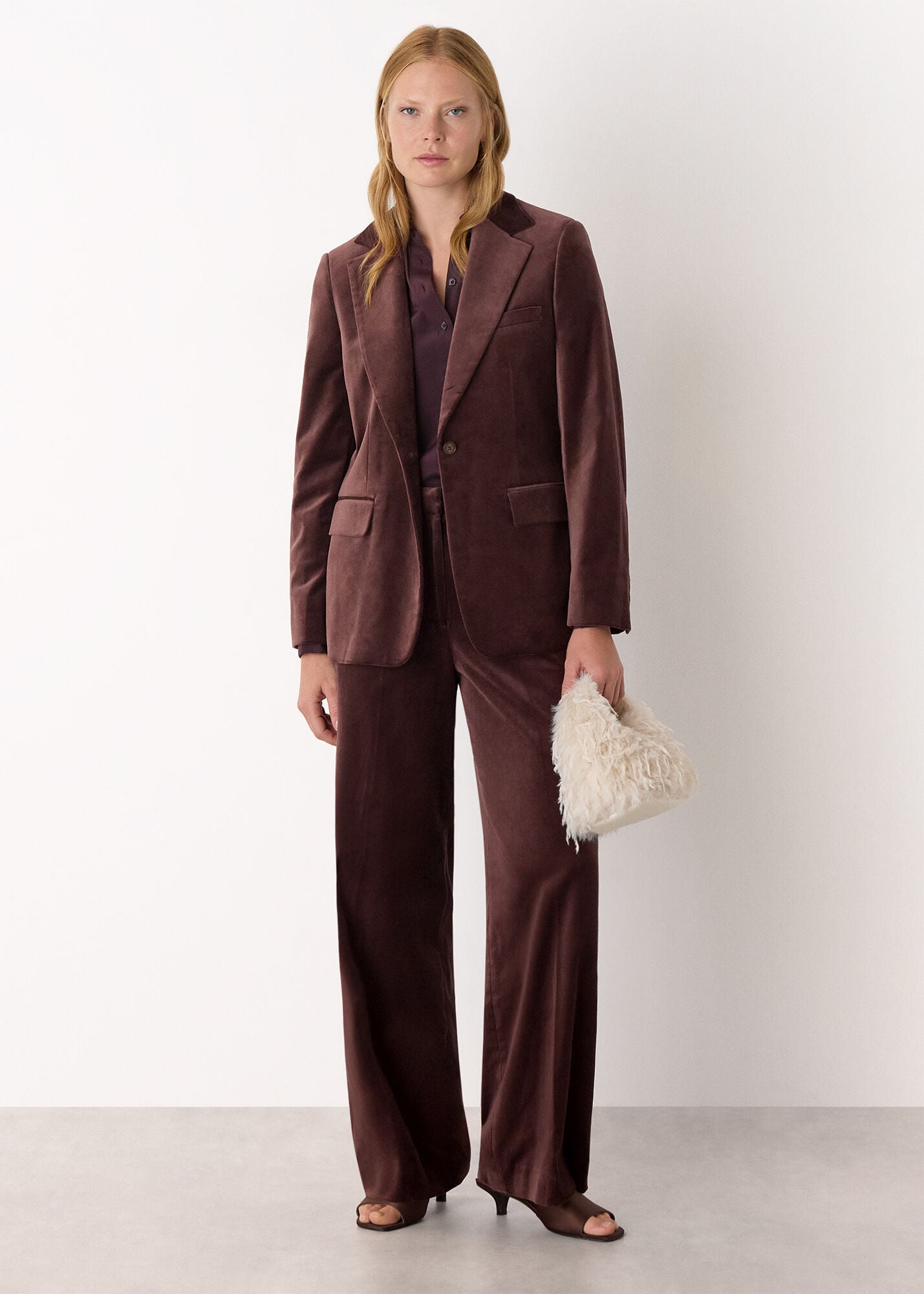 Brown Velvet Straight Leg Trouser | WHISTLES | Whistles UK |