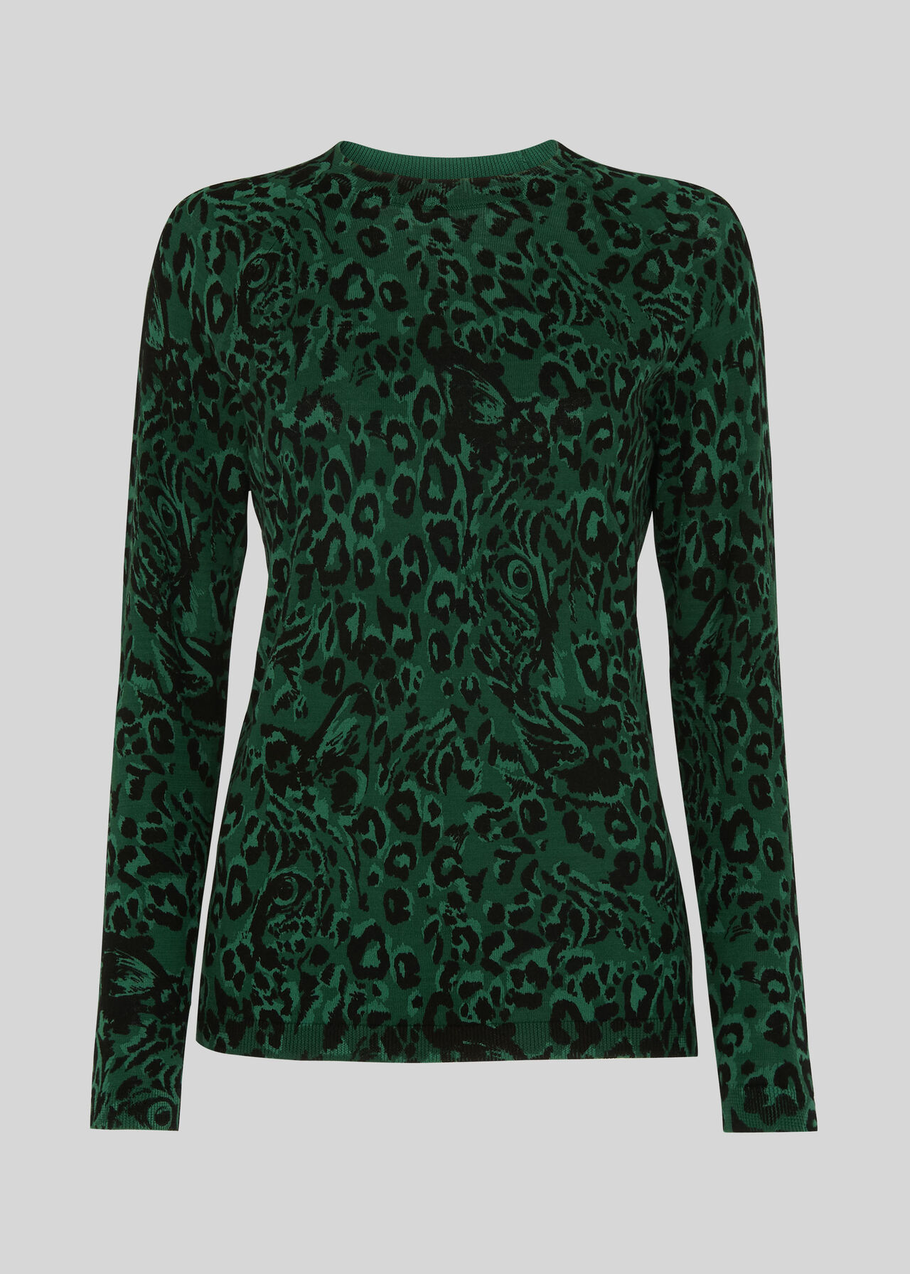 Jungle Cat Crew Neck Knit Green/Multi