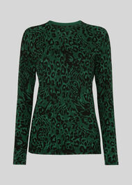 Jungle Cat Crew Neck Knit Green/Multi