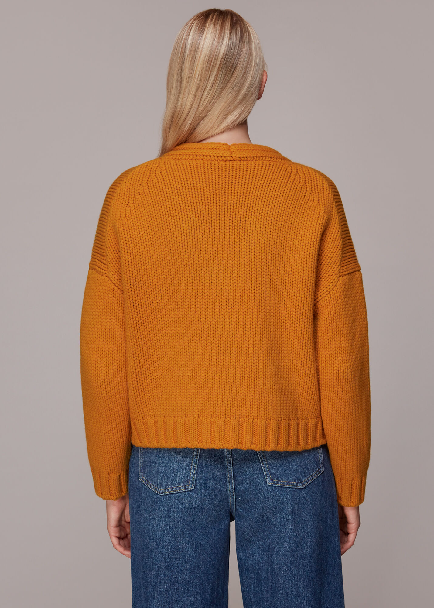 Orange chunky discount knit sweater