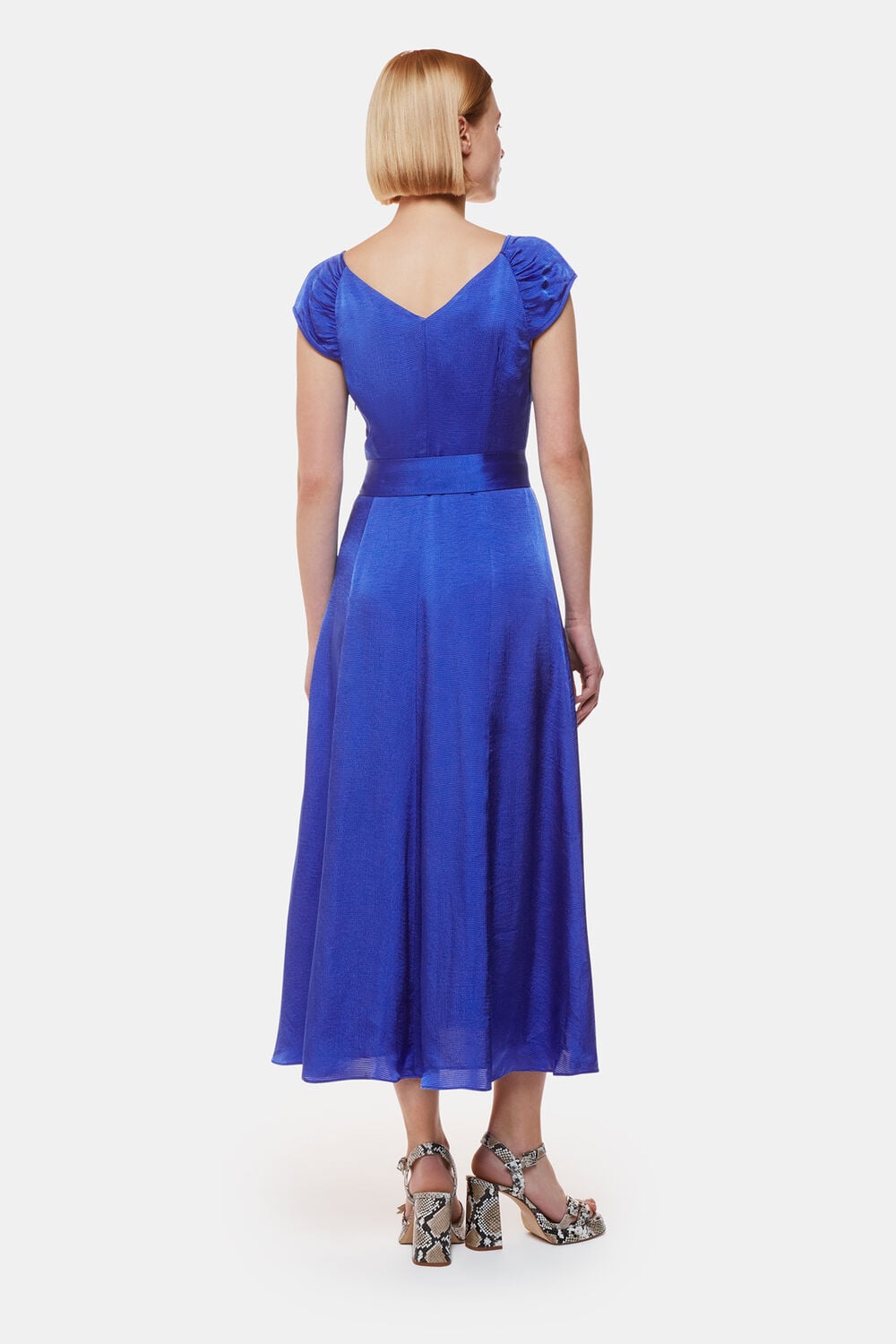 Cobalt Blue Arie Hammered Satin Midi Dress
