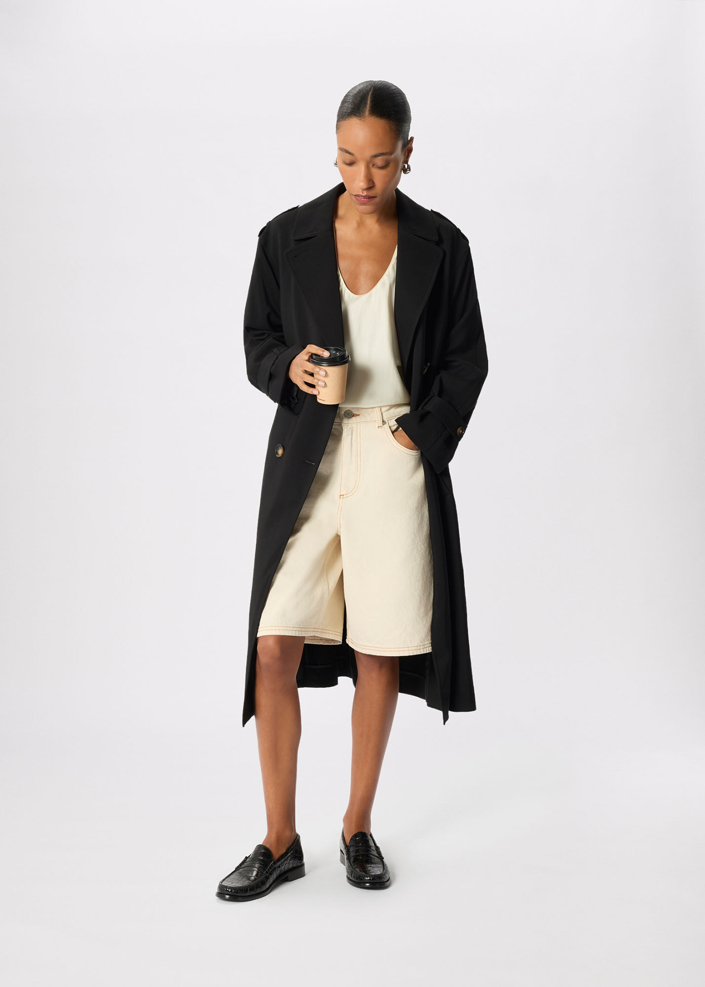 Black Riley Trench Coat | WHISTLES | Whistles US |