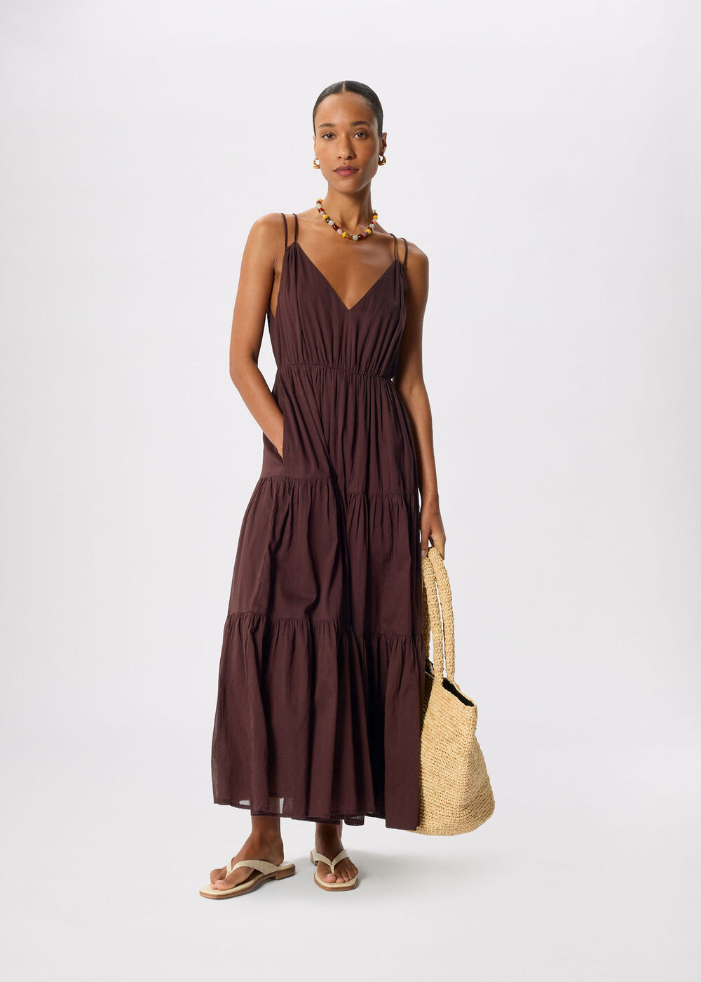Cotton Maxi V Neck Sundress