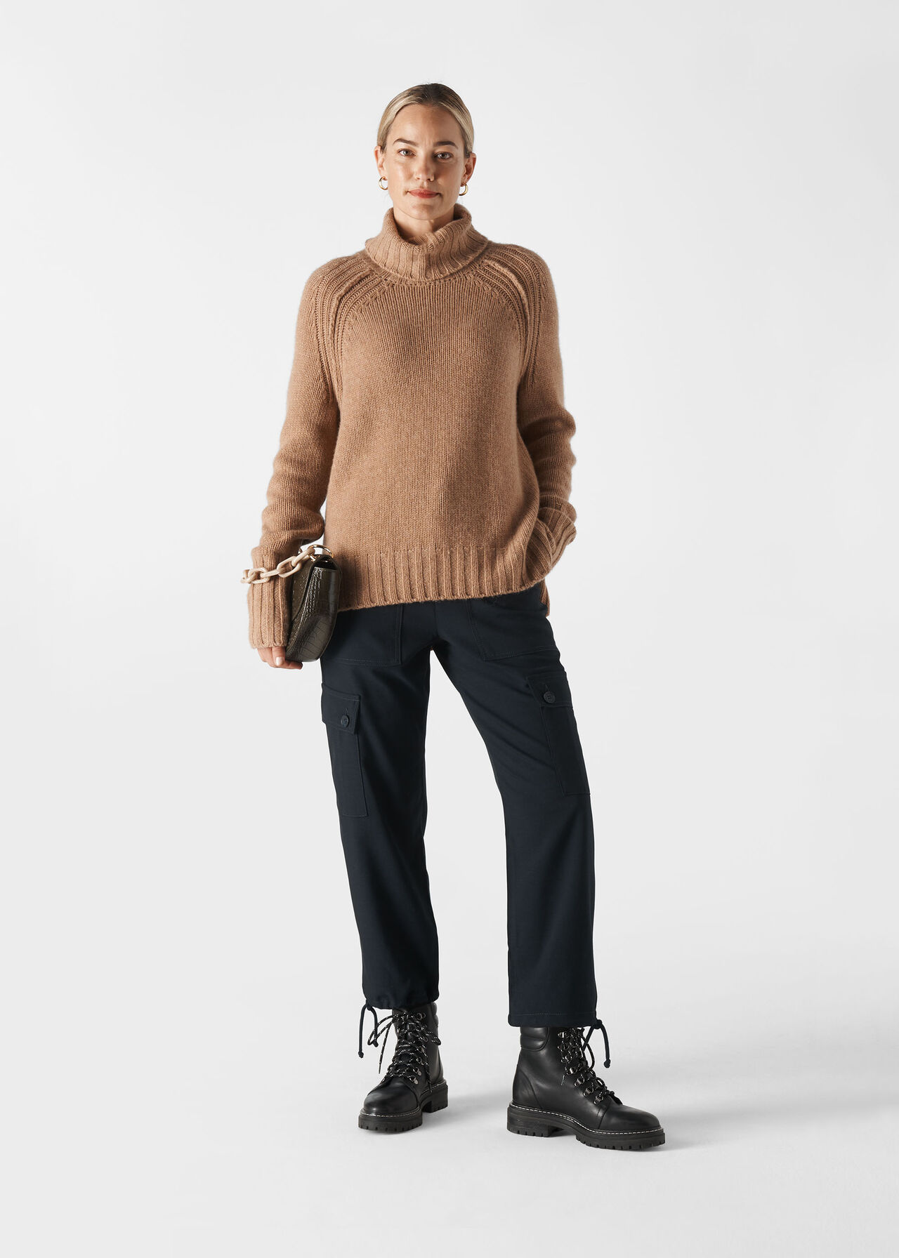 Camel Chunky Recycled Cashmere Knit | WHISTLES | Whistles UK