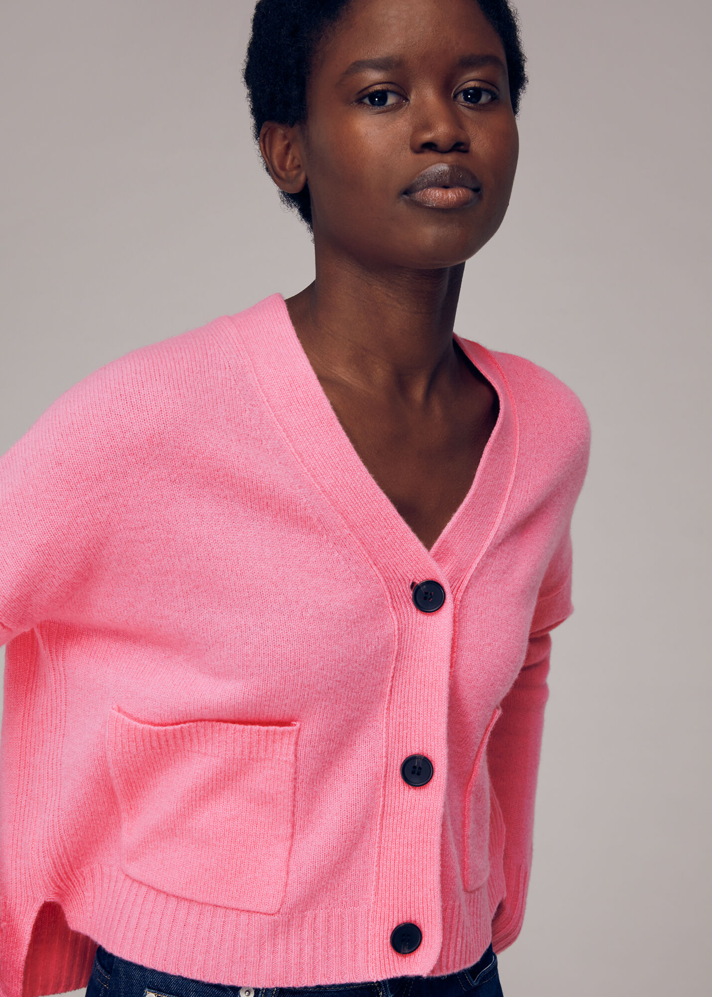 Pink cardigan on sale with pockets