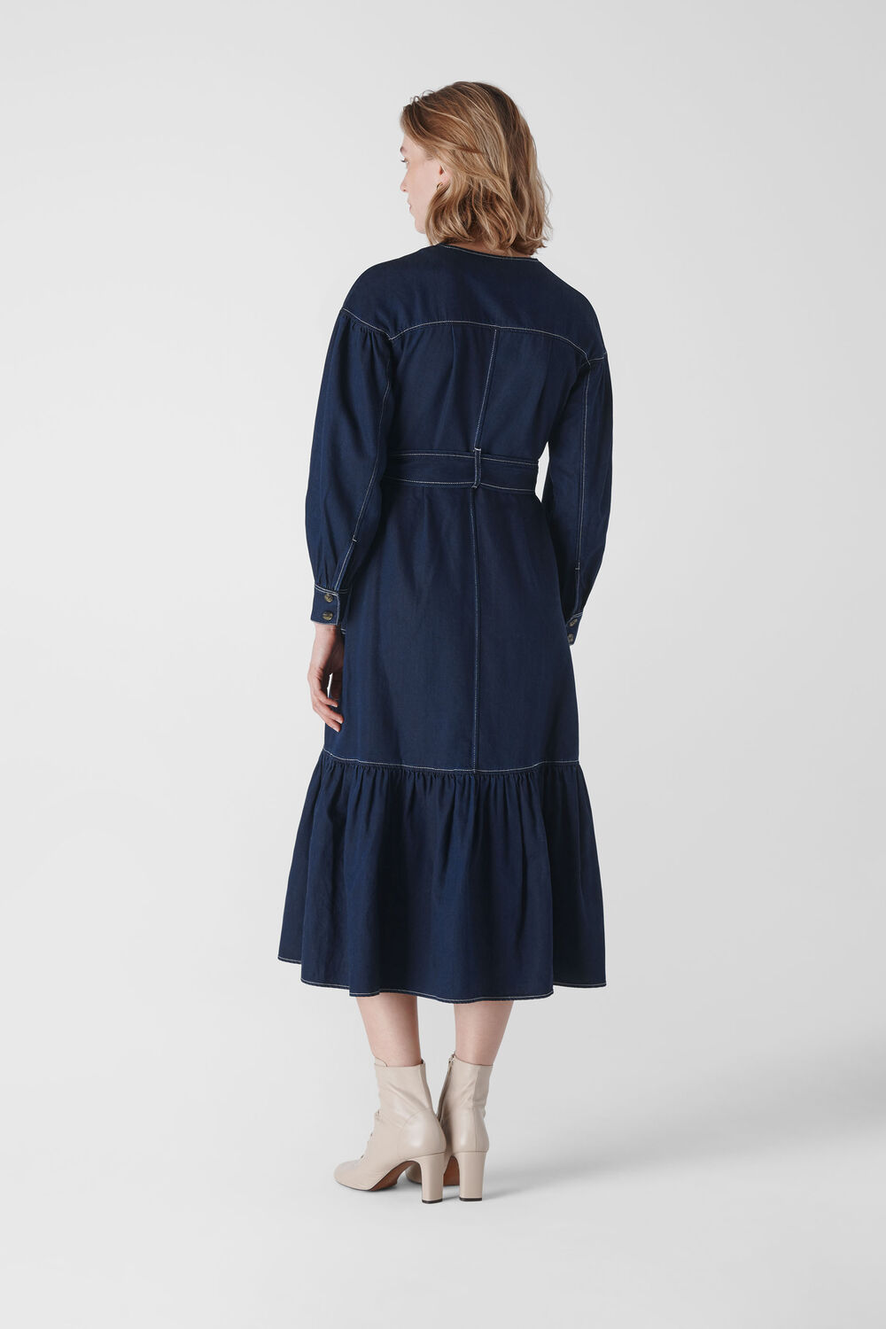 Hilde Tiered Denim Dress Dark Denim
