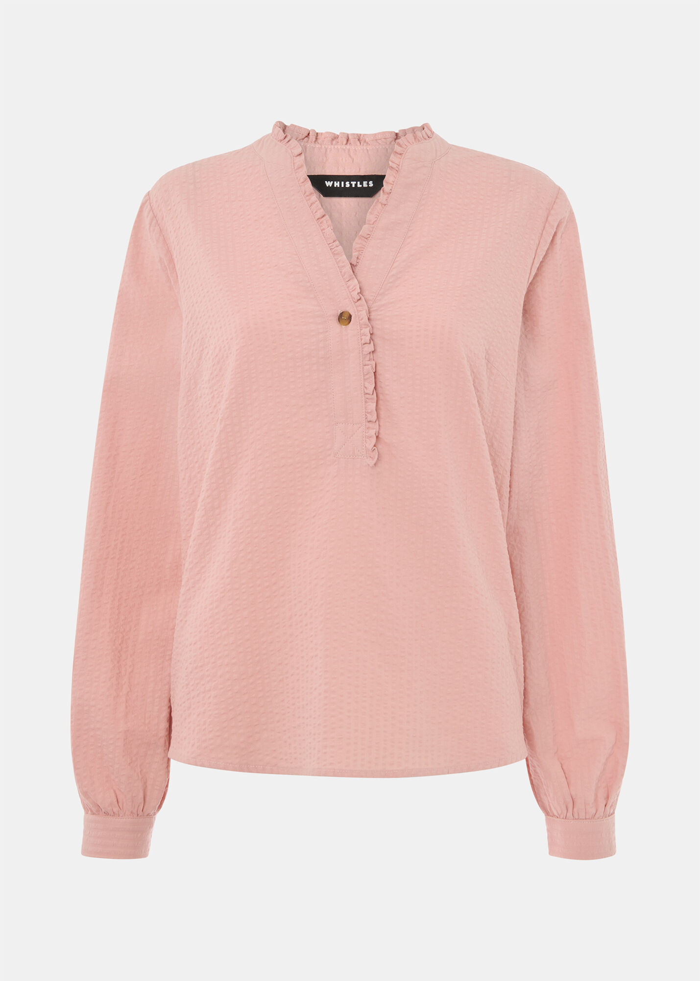 Pale Pink Textured Frill Shirt | WHISTLES | Whistles UK |