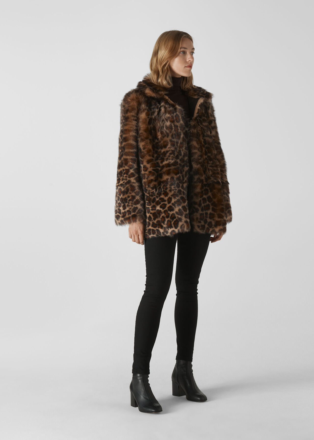 Animal Alba Shearling Coat Leopard Print