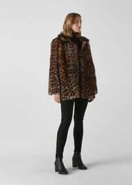 Animal Alba Shearling Coat Leopard Print