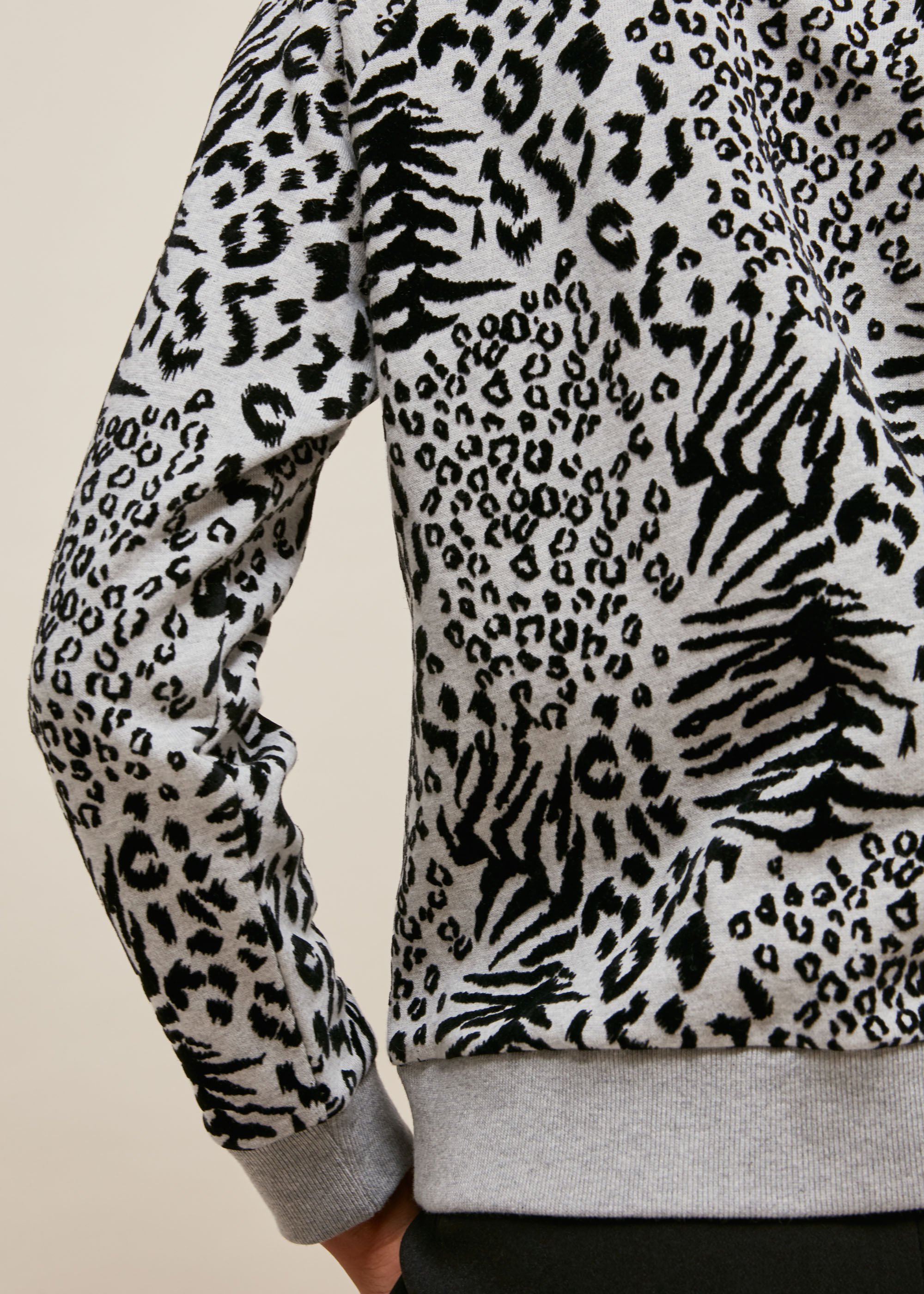 Grey Marl Flocked Animal Sweatshirt