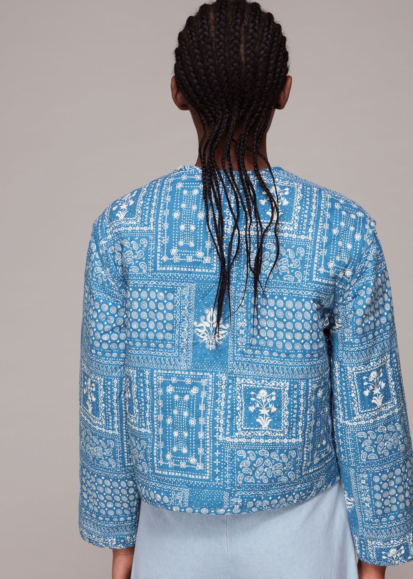 Blue bandana print jacket clearance