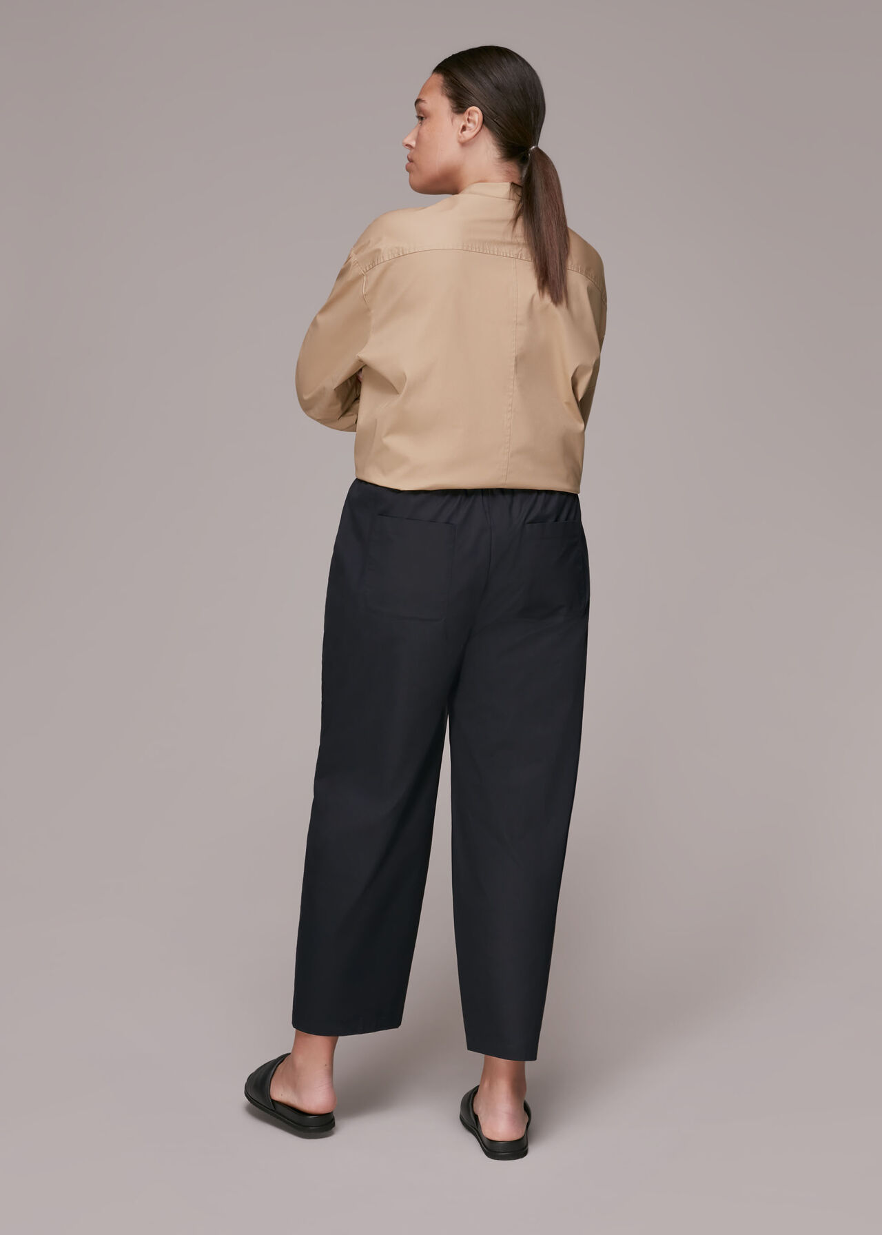 Black Poplin Barrel Leg Trouser, WHISTLES