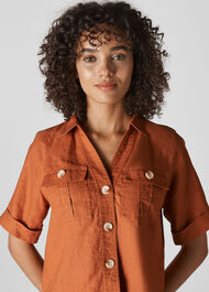 Eldora Linen Pocket Shirt Rust
