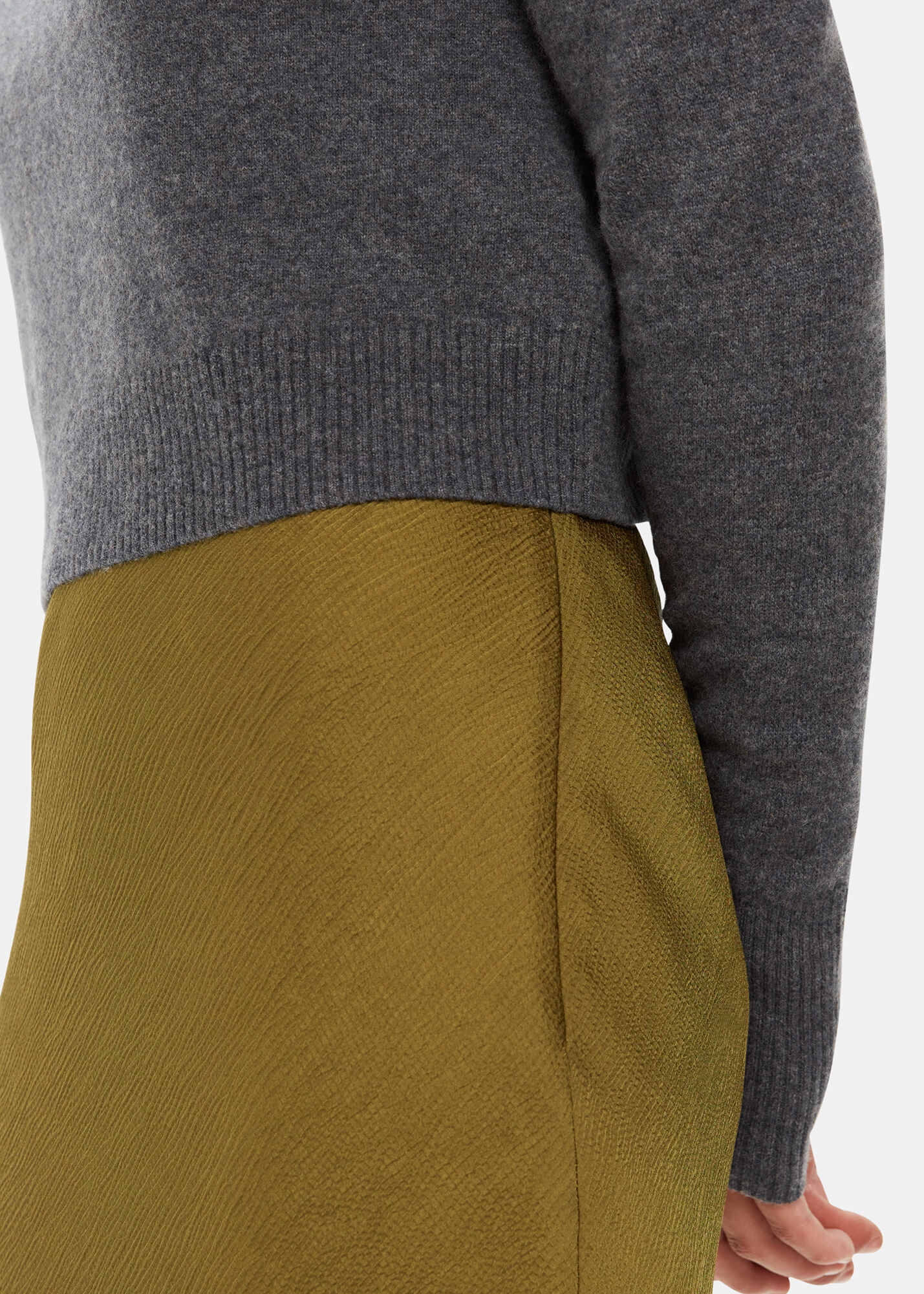 Satin bias cut midi skirt khaki discount